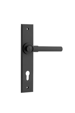 Door TRA12904E85 Lever Helsinki Chamfered Euro Matt Black H240xw50xp60mm