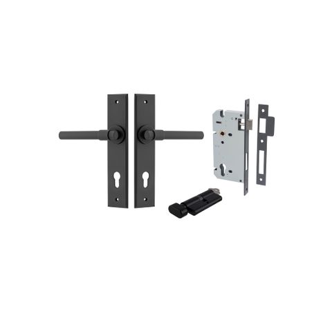 Door TRA12904KENTR60KT Lever Helsinki Chamfered Euro Pair Matt Black Ctc85mm