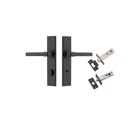 Door TRA12904KPRIV60 Lever Helsinki Chamfered Privacy Matt Black Ctc85mm Kit