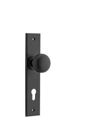 Door TRA12946E85 Knob Cambridge Chamfered Euro Matt Black H240xw50xp63mm
