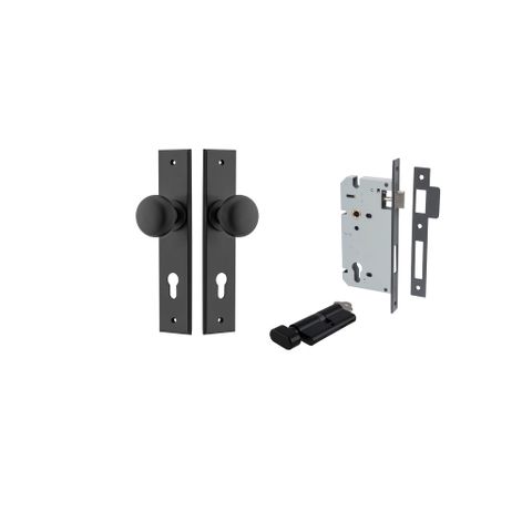 Door TRA12946KENTR60KT Knob Cambridge Chamfered Euro Pair Matt Black Ctc85mm