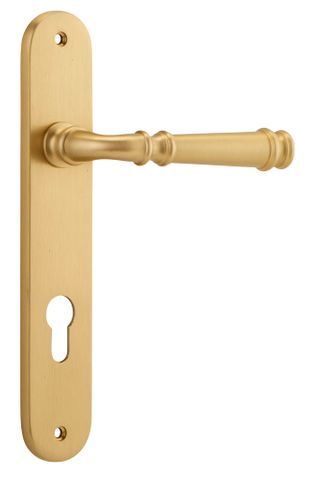 Door TRA13230E85 Lever Verona Oval Euro B/Brass Ctc85mm H240xw40xp59mm