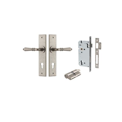 Door TRA13780KENTR60KK Lever Sarlat Chamfered Euro Pair Distressed Nickel