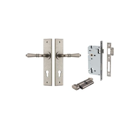 Door TRA13780KENTR60KT Lever Sarlat Chamfered Euro Pair Distressed Nickel