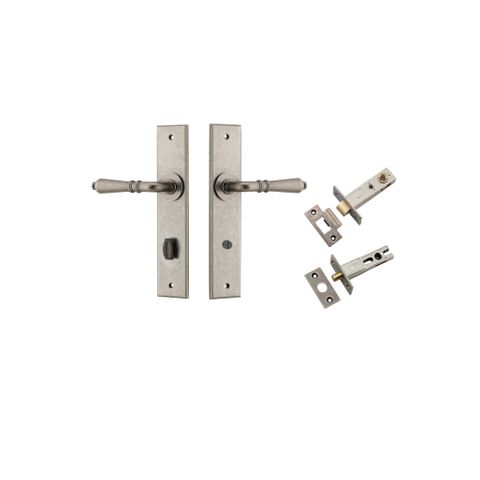 Door TRA13780KPRIV60 Lever Sarlat Chamfered Privacy Distressed Nickel Kit