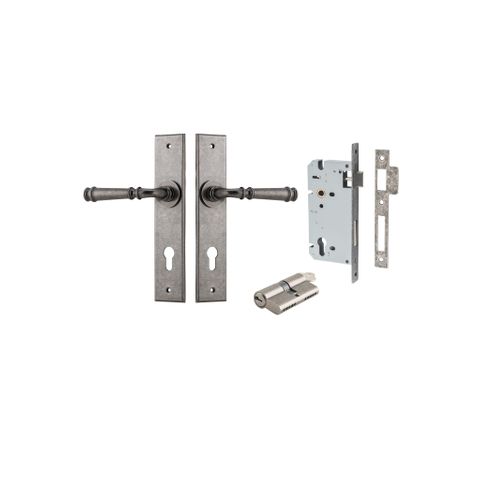 Door TRA13786KENTR60KK Lever Verona Chamfered Euro Pair Distressed Nickel