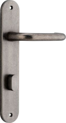 Door TRA13846P85 Lever Oslo Oval Privacy D/Nickel Ctc85mm H240xw40xp57mm