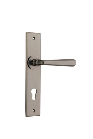 Door TRA13880E85 Lever Copenhagen Chamfered Euro Pair Distressed Nickel