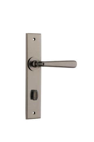 Door TRA13880P85 Lever Copenhagen Chamfered Privacy Pair Distressed Nick