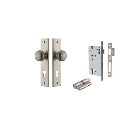 Door TRA13946KENTR60KK Knob Cambridge Chamfered Euro Pair Distressed Nickel