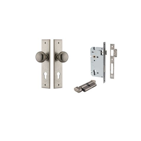 Door TRA13946KENTR60KT Knob Cambridge Chamfered Euro Pair Distressed Nickel