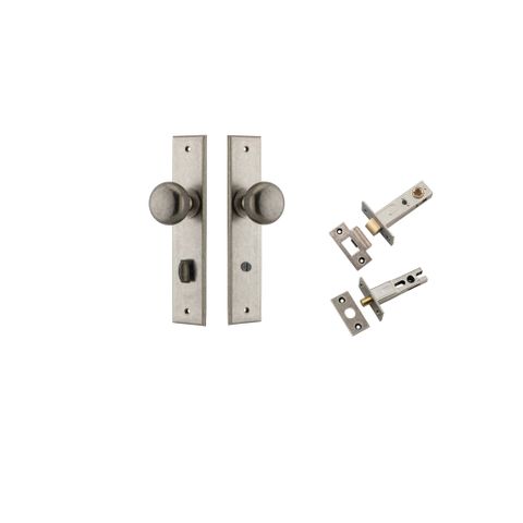 Door TRA13946KPRIV60 Knob Cambridge Chamfered Privacy Distressed Nickel Kit