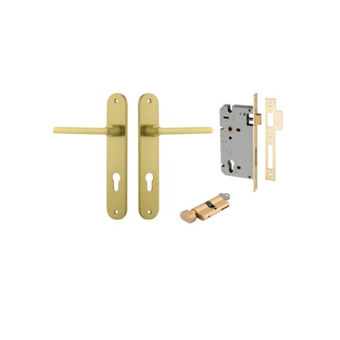 Iver TRA16326KENTR60KT Door Lvr Baltimor Oval Brush Gold PVD Key/Thmb Entr Kit