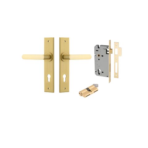 Iver TRA16366KENTR60KK Door Lvr Osaka Chamfered Brsh Gold PVD Key/Key Entr Kit