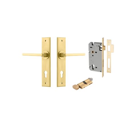 Iver TRA16382KENTR60KT Door Lvr Baltimore Chamfr Brsh Gld PVD Key/Thmb Ent Kit