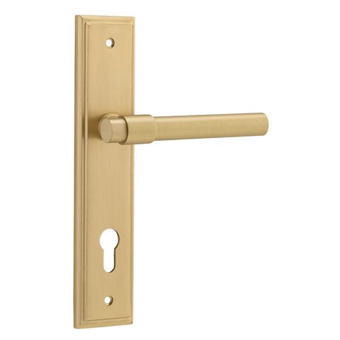 Iver TRA16402E85 Door Lever Helsinki Stepped Euro Pair Brushed Gold Pvd