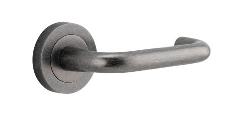 Door TRA20357 Lever Oslo Round Rose Pair Distressed Nickel D52xp57mm