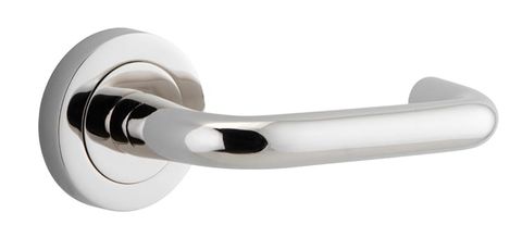 Door TRA20358 Lever Oslo Round Rose Pair Polished Nickel D52xp57mm