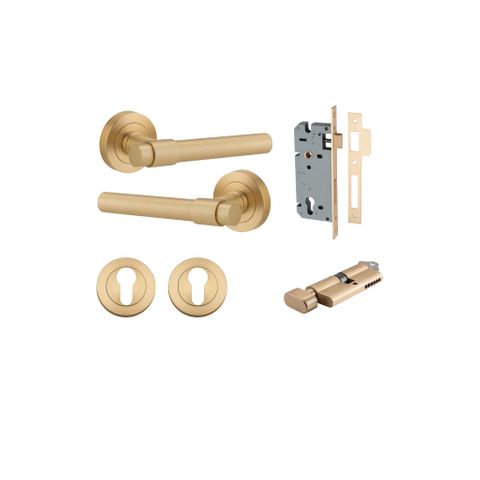 Door TRA20626KENTR60KT Lever Helsinki Rnd Rose Brushed Brass D52XP44 Entr Kit