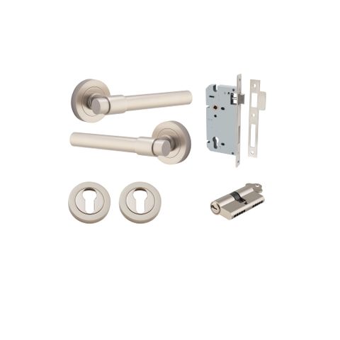 Door TRA20629KENTR60KK Lever Helsinki Rnd Rose Satin Nickel D52xp44mm Entr Kit