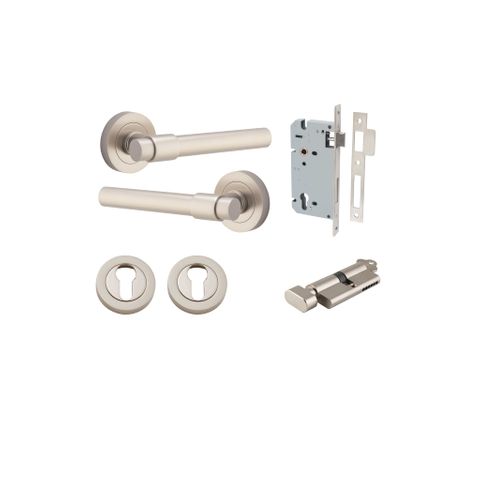 Door TRA20629KENTR60KT Lever Helsinki Rnd Rose Satin Nickel D52xp44mm Entr Kit