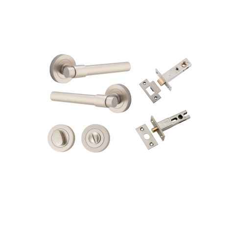 Door TRA20629KPRIV60 Lever Helsinki Rnd Rose Satin Nickel D52xp44mm Priv Kit