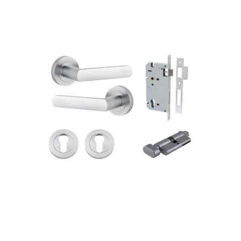 Door TRA20775KENTR60KT Lever Osaka Rnd Rose Brushed Chrome D52xp55mm Entr Kit