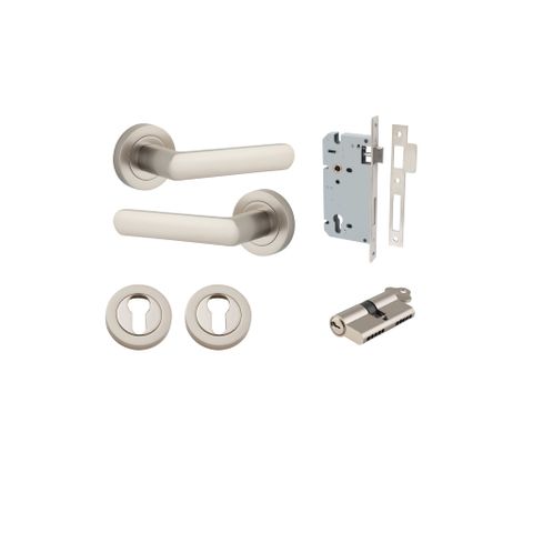 Door TRA20779KENTR60KK Lever Osaka Round Rose Satin Nickel D52xp55mm Entr Kit