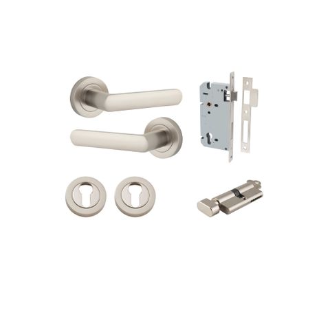Door TRA20779KENTR60KT Lever Osaka Round Rose Satin Nickel D52xp55mm Entr Kit