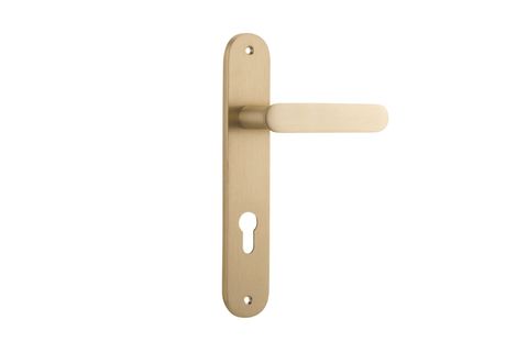 Iver TRA15264E85 Door Lever Bronte Oval Euro Brushed Brass Ctc85mm