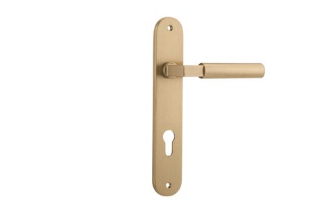 Iver TRA15266E85 Door Lever Berlin Oval Euro Brushed Brass Ctc85mm