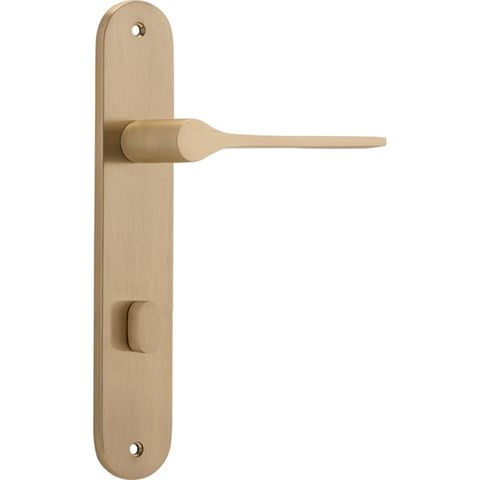 Iver TRA15270P85 Door Lever Como Oval Privacy Pair Brushed Brass Ctc85mm