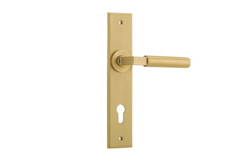 Iver TRA15294E85 Door Lever Berlin Chamfered Euro Brushed Brass Ctc85mm