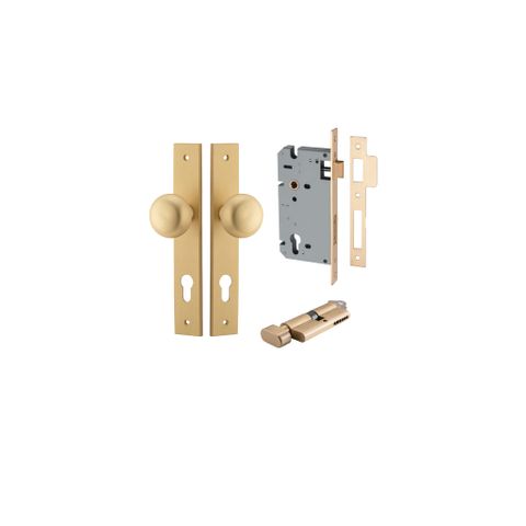 Dr TRA15322KENTR60KT Knob Cmbrg Rectg Euro Satin Brass H240XW38XP67 Entr Kit