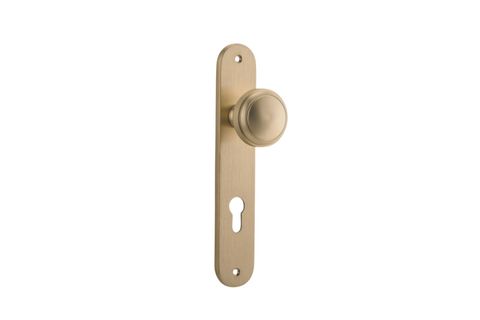 Dr TRA15332E85 Knob Paddington Oval Euro B/Brass Ctc85mm H240xw40xp68mm