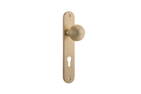 Door TRA15336E85 Knob Guildford Oval Euro B/Brass Ctc85mm H240xw40xp60mm