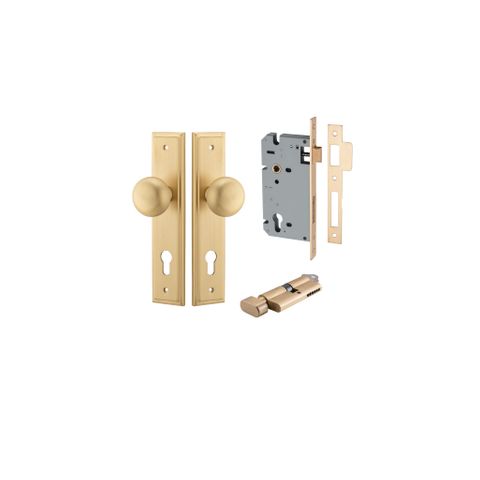 Dr TRA15340KENTR60KT Knob Cmbrg Stepped Euro Satin Brass H237XW50XP67 Entr Kit