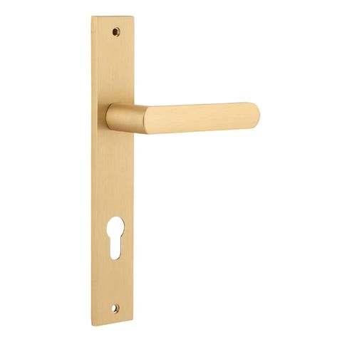Door TRA15360E85 Lever Osaka Rect Euro Pr B/Brass Ctc85mm H240xw38xp55mm