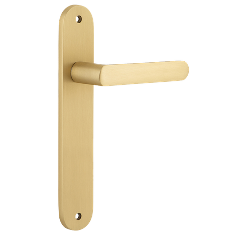 Door TRA15364 Lever Osaka Oval Latch Pr Brushed Brass H240xw40xp55mm