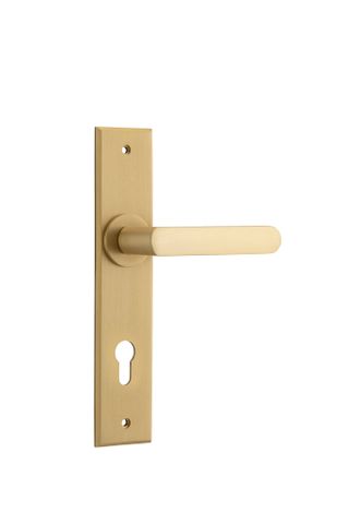 Door TRA15368E85 Lever Osaka Chamfered Euro Pair Brushed Brass Ctc85mm