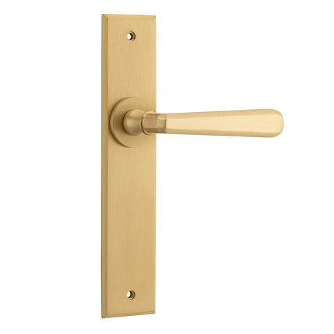 Door TRA15380 Lever Copenhagen Chamfered Latch Pair Brushed Brass