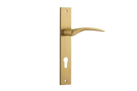 Door TRA15704E85 Lever Oxford Rect Euro B/Brass Ctc85mm H240xw38xp60mm