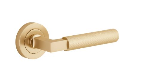 Door TRA16261 Lever Brunswick Knurled Round Rose Pair Brushed Gold Pv
