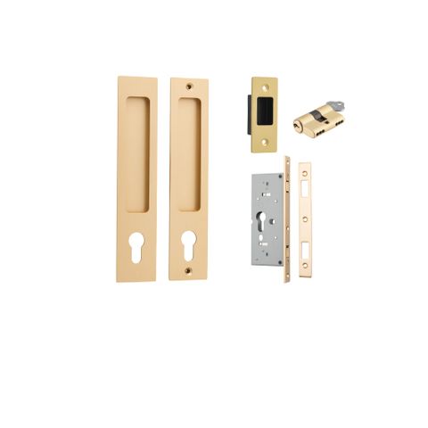 Sliding TRA21416E Door Pull Rectangular Euro Pair Brushed Brass H225XW