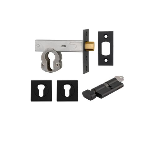 Mortice TRA22152K60KTES Deadbolt Eu M/Black B/Set 60mm Key/Thumb Esc Sqr Kit