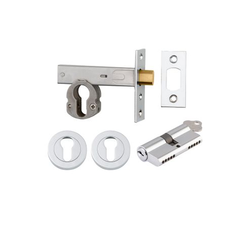 Mortice TRA22154K60KKER Deadbolt Eu P/Chrome Bset 60mm Key/Key Escut Rnd Kit