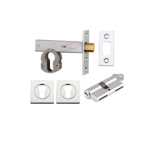 Mortice TRA22154K60KKES Deadbolt Eu P/Chrome Bset 60mm Key/Key Escut Sqr Kit