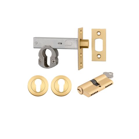 Mortice TRA22155K60KKER Deadbolt Eu B/Brass B/Set 60mm Key/Key Escut Rnd Kit