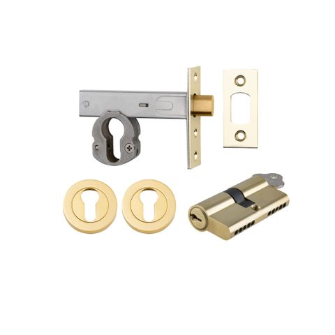 Mortice TRA22156K60KKER Deadbolt Eu P/Brass B/Set 60mm Key/Key Escut Rnd Kit