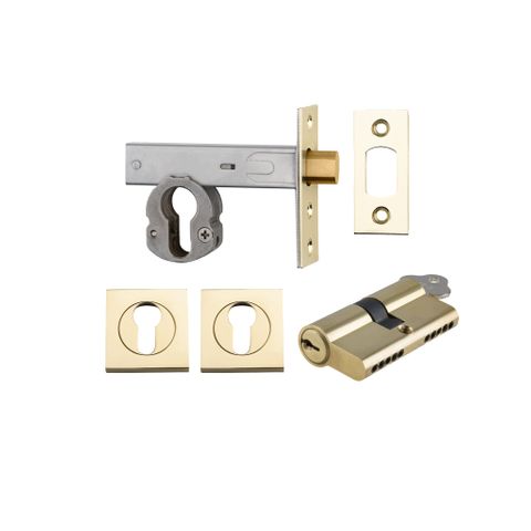 Mortice TRA22156K60KKES Deadbolt Eu P/Brass B/Set 60mm Key/Key Escut Sqr Kit